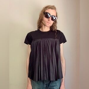 Noir Kei Ninomiya COMME DES GARÇONS SS19 Pleated Hybrid Tee